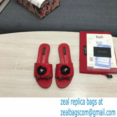 Dolce  &  Gabbana Black Red Roses Slides Red 2022